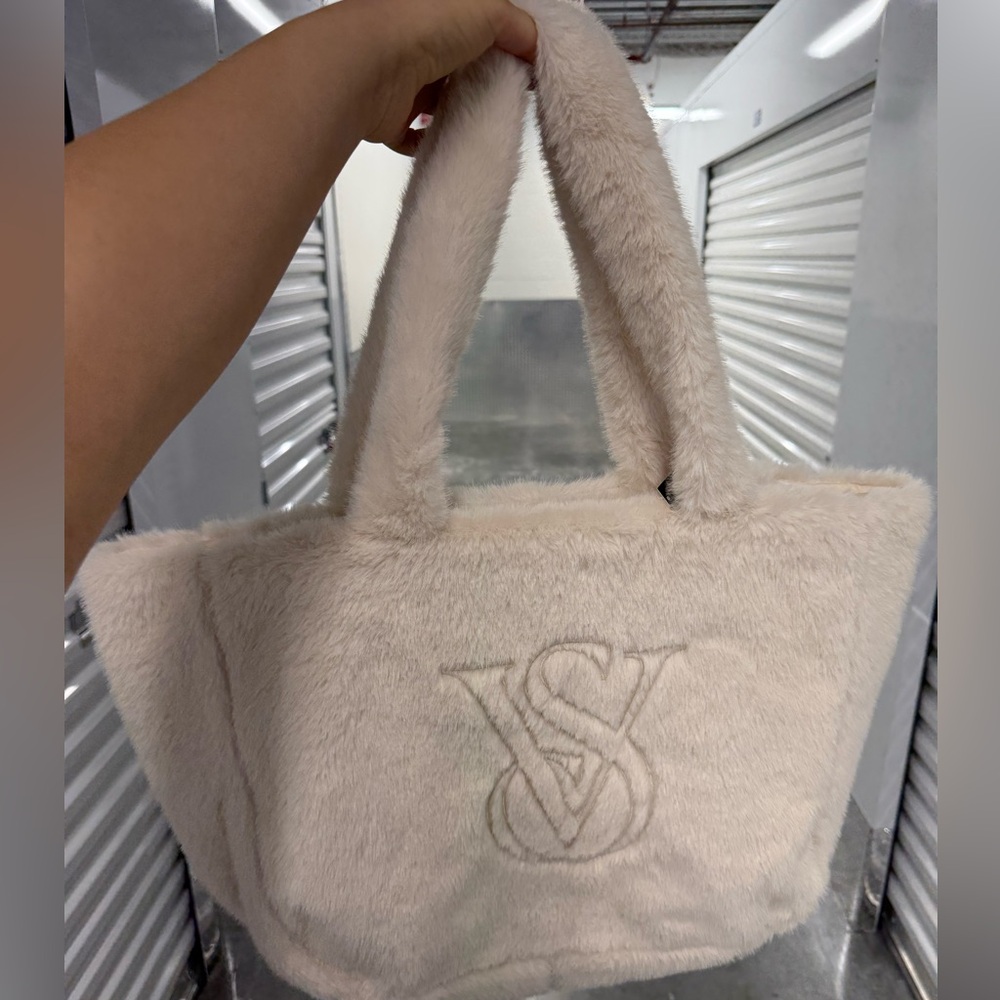 Victoria's Secret Cream Faux Fur Tote Bag